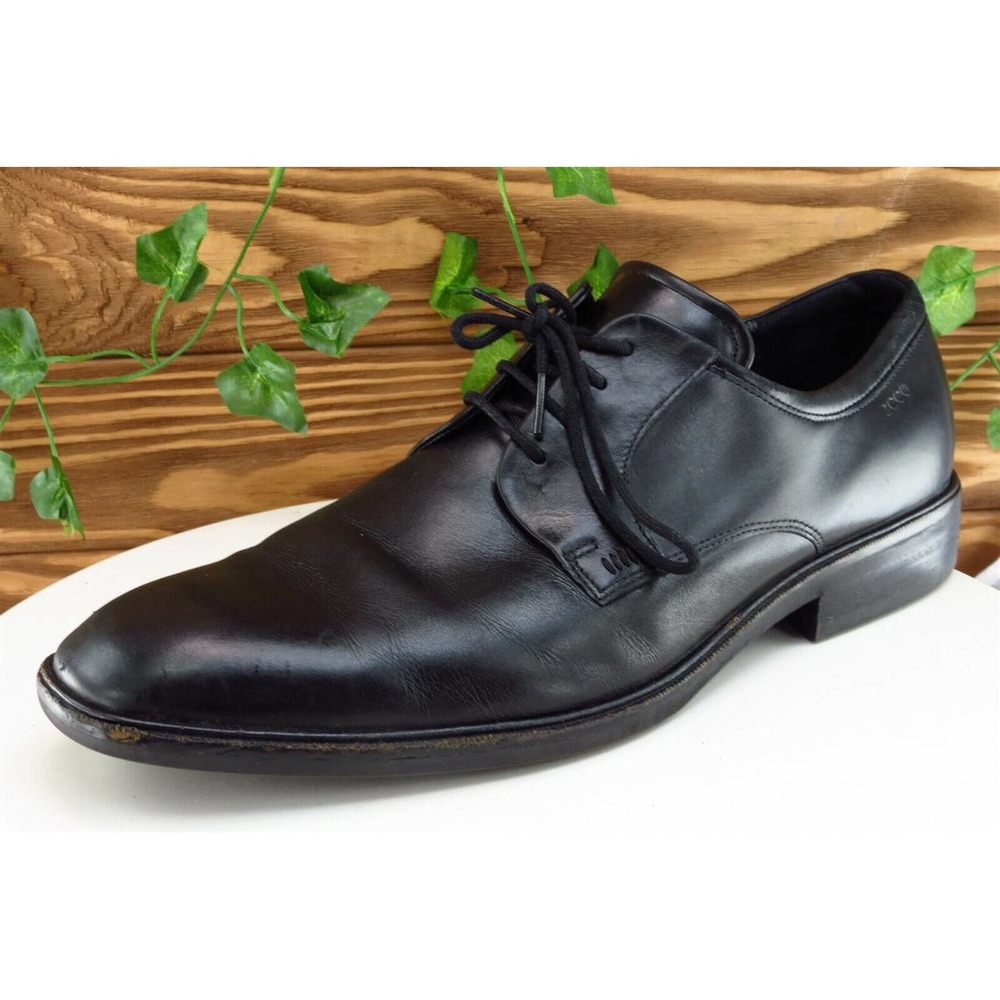 ECCO Shoes Sz‎ 47 M Black Derby Oxfords Leather Men